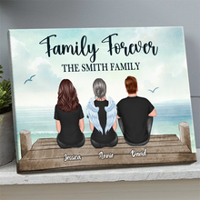 Family Sitting On Bridge Vintage Family Gift Personalized Custom Framed Canvas Wall Art
