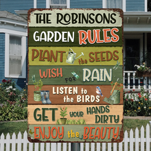 Garden Rules -  Customized Personality Metal Sign - Gift For Garden Lover