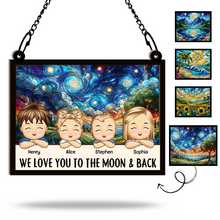 Custom Character We Love You To The Moon Personalized Custom Window Suncatcher Ornament Family Gift