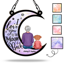 I Love You To The Moon - Customized Personalized Window Suncatcher Ornament - Gift For Family Grandma