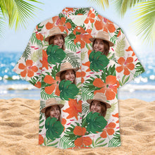 Custom Photo - Interesting Cut Head Photo Flower Theme Summer Hawaii - Customized Gift - Personality Customized Hawaiian shirt