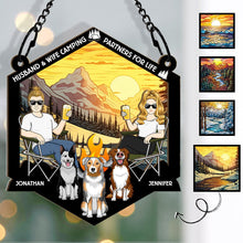 Making Memories One Campsite At A Time  - Personalized Acrylic Window Suncatcher Ornament - Gift For Couple Dog Lover