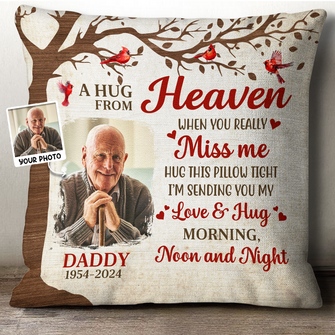 Memorial A Hug From Heaven -Personalized Photo Pillow - Gifts Pillow Gift For Memorial