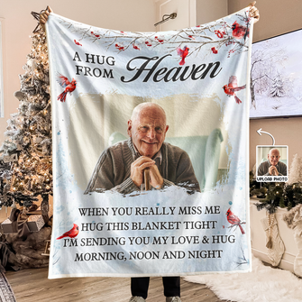 A Hug From Heaven - Personalized Photo Blanket - Gifts For Memorial