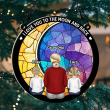 I Love You To The Moon Back - Personalized Acrylic Window Suncatcher Ornament - Gift For Grandma, Grandkids