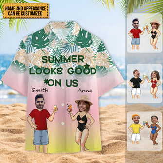 Custom Photo - Summer Looks Good On Us - Customized Gift - Personality Customized Hawaiian shirt - Gift For Couple