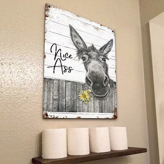 Donkey Sunflower Bathroom Metal Sign