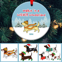Dog Christmas Dachshund Wiener Wonderland Personalized Dog Decorative Christmas Ornament