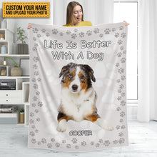 Custom Photo Life Is Better With Dog&Cat - Pet Blanket - Gifts For Pet Lovers Personalized Custom Fleece Flannel Blanket