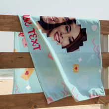 Custom Photo Summer Time With Love - Beach Towel - Couple Gift Personalized Custom Face Beach Towel