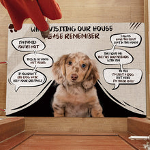 Custom Photo When Visiting Our House Please Remember - Pet Doormat - Lovely Puppies Gift For Pet Lovers Personalized Custom Doormat