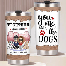 Couple And Dog Personalized Wine Tumbler