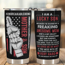 Lucky Son Of An Awesome Mom - Personalized Tumbler Cup - Birthday Gift For Son