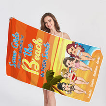 Some Girls Are Just Born With The Beach In Their Souls - Birthday, Funny, Summer Gift For Beach Lovers, Besties, Soul Sisters, Sistas, Bff, Friends - Personalized Custom Beach Towel