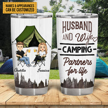 Husband And Wife Camping Partners For Life  - Couple Gift - Personalized Custom Tumbler