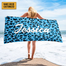 Animal Print Style Personalized Beach Towel Personalized Name Bath Towel Custom Pool Towel Beach Towel With Name Outside Birthday Gift