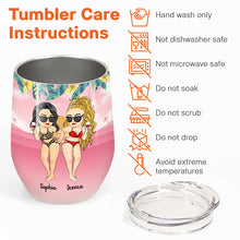 Beaches, Booze & Besties - Personalized Wine Tumbler - Birthday, Funny, Summer Gift For Beach Lovers , Besties, Soul Sisters, Sistas, Bff, Friends