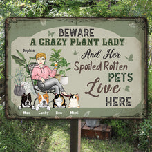 Beware A Crazy Plant Lady - Personalized Custom Metal Sign, Gift For Her, Him, Gardener