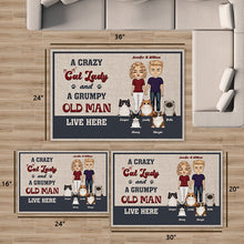 A Crazy Cat Lady And Her Grumpy Old Man Live Here - Couple Doormat - Family Gift for Cat Lovers, Couples Personalized Custom Doormat