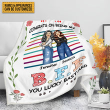 Congrats On Being My Bestie - Bestie Blanket - Gifts For Her Personalized Custom Fleece Flannel Blanket