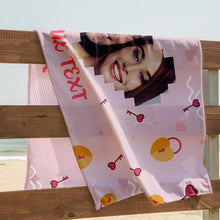 Custom Photo Open The Heart Lock With Love - Beach Towel - Couple Gift Personalized Custom Face Beach Towel