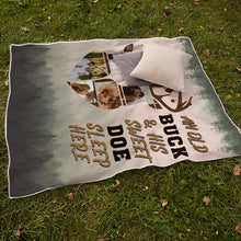 His Sweet Doe Sleep Here - Anniversary Gifts For Her Personalized Custom Fleece Flannel Blanket