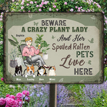 Beware A Crazy Plant Lady - Personalized Custom Metal Sign, Gift For Her, Him, Gardener