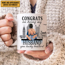 Congrats On Being My Husband Boyfriend You Lucky - Couple Mug - Gift For Boyfriend Husband - Customized Mug