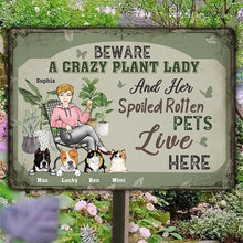 Beware A Crazy Plant Lady - Personalized Custom Metal Sign, Gift For Her, Him, Gardener
