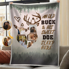 His Sweet Doe Sleep Here - Anniversary Gifts For Her Personalized Custom Fleece Flannel Blanket