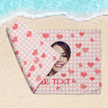 Custom Photo Love Filled Summer - Beach Towel - Couple Gift Personalized Custom Face Beach Towel