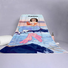 Custom Photo - Beach Themed Mermaid Summer Beach Towel - Summer Customized Beach Towel - Personalized Custom Beach Towel