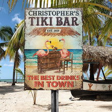 Personalized Tiki Bar Flamingo Best Drinks Customized Classic Metal Signs-CUSTOMOMO