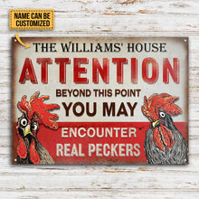 Personalized Chicken Attention Peckers Customized Classic Metal Signs-CUSTOMOMO