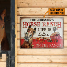 Personalized Horse Ranch Life Better Customized Classic Metal Signs-CUSTOMOMO