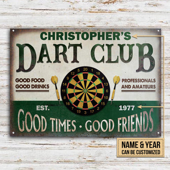 Personalized Darts Club Vintage Good Times Good Friends Customized Classic Metal Signs-CUSTOMOMO