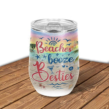 Personalized Beach Bestie Beaches Booze Besties Custom Wine Tumbler