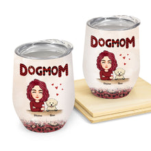 Dog Mom Leopard Version - Personalized Wine Tumbler - Birthday Gift For Women, Dog Lovers