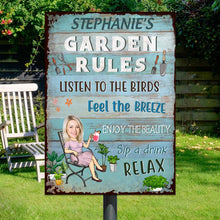 Custom Photo Garden Rules Feel The Breeze Enjoy The Beauty Gardening - Garden Sign -Custom Face - Personalized Classic Metal Signs