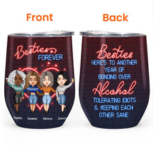 Friends Forever - Cartoon Version - Personalized Wine Tumbler - Birthday, Christmas, New Year Gift For Friends, Sistas, Sister, Besties, Best Friends, Soul Sisters