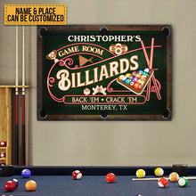 Personalized Billiards Game Room Neon Custom Classic Metal Signs