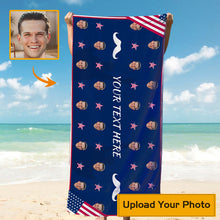 Custom Photo - The Father's Day Beach Towel US Flag Theme - Personalized Custom Beach Towel - Gift For Dad