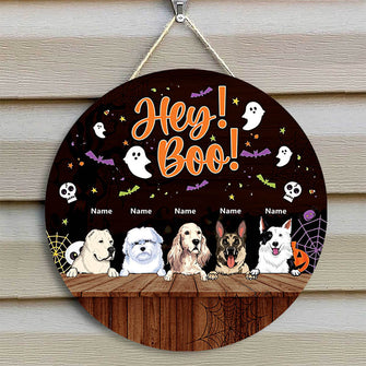 Hey Boo - Personalized Dog Halloween Door Sign