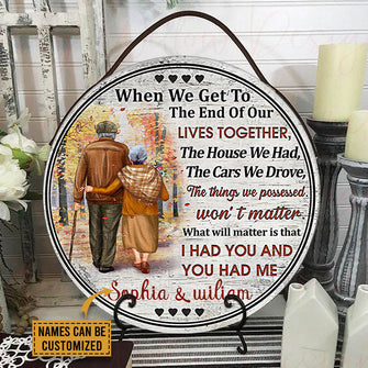 Family Old Couple When We Get Custom Wood Circle Sign, Personalized Fall Couple Sign, Couple Gift