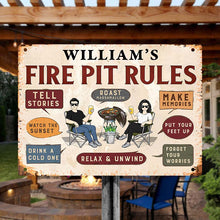 Family Fire Pit Rules - Personalized Metal Sign - Home Decor Gift Barbecue Outdoor Home Decor Gift For Family, Husband, Wife, Parents, Friends