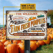 Welcome To Farm Fresh Pumpkins Custom Classic Metal Signs, Personalized Pumpkin Sign, Fall Decor, Farmhouse Sign