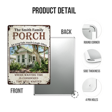 Custom Photo Porch Time Well Wasted - Outdoor Decor For Couples, Family - Personalized Metal Signs