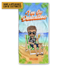 Traveling On Dadcation - Gift For Father - Personalized Custom Beach Towel