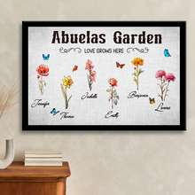 Our Love Grows Here - Family Personalized Custom Framed Canvas Wall Art