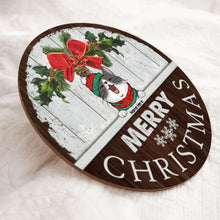 Christmas Door Decorations, Gifts For Cat Lovers, Merry Christmas White Wood Wall Welcome Door Signs , Cat Mom Gifts